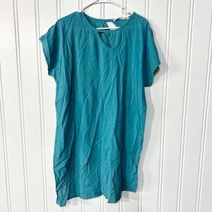 SOFT SURROUNDING Dress Women Size PL Tunic Blue 100 % Cotton Short Sleeve Casual